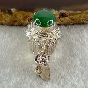 Type A Natural Old Mine Green Jadeite Cabochon 15.6 by 11.3 by 4.0m Stone for Setting 17.72g (On Silver Pendant Mold) - Huangs Jadeite and Jewelry Pte Ltd