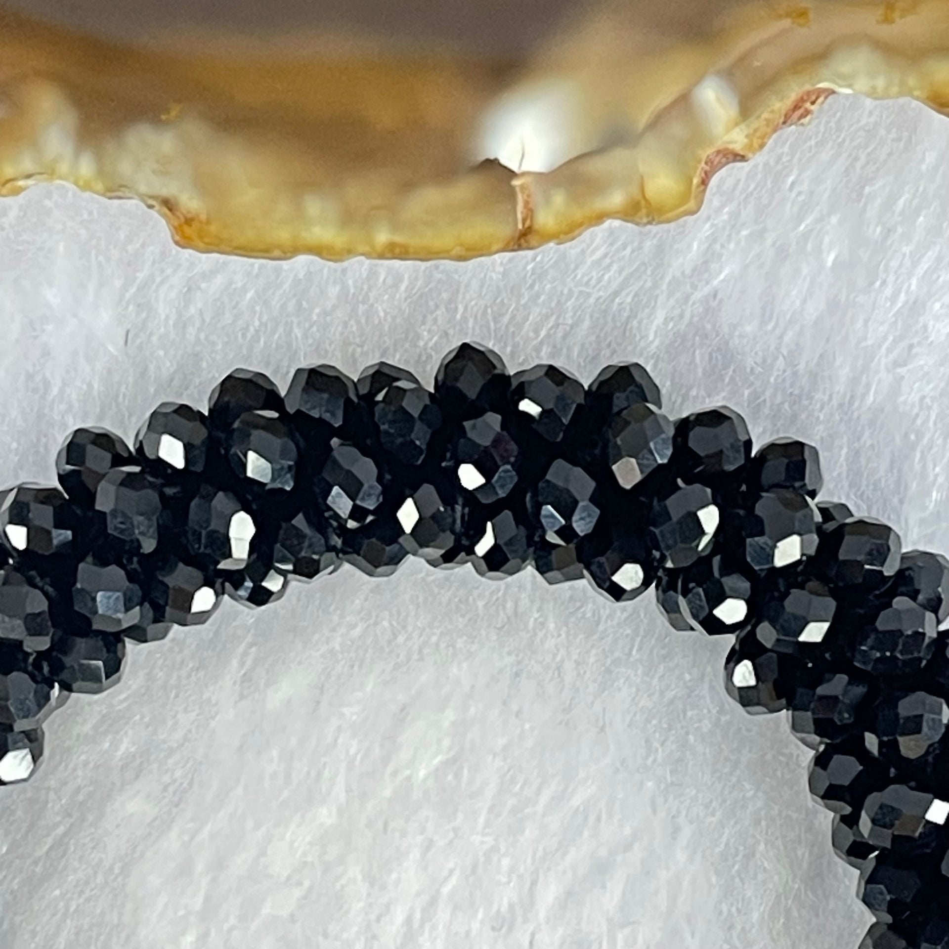 Black Crystal Mini Beads Bracelet 20.99g 15.5cm 9.6mm - Huangs Jadeite and Jewelry Pte Ltd