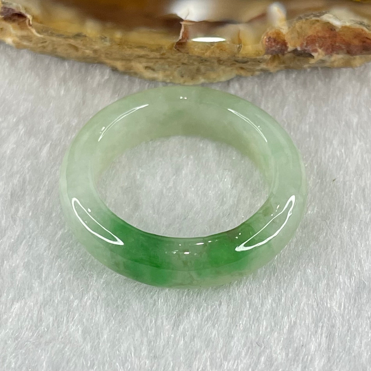 Type A Light Green with Emerald Green Patches Jadeite Ring 3.68g 5.7 by 3.6mm US7.5 HK16.5 - Huangs Jadeite and Jewelry Pte Ltd