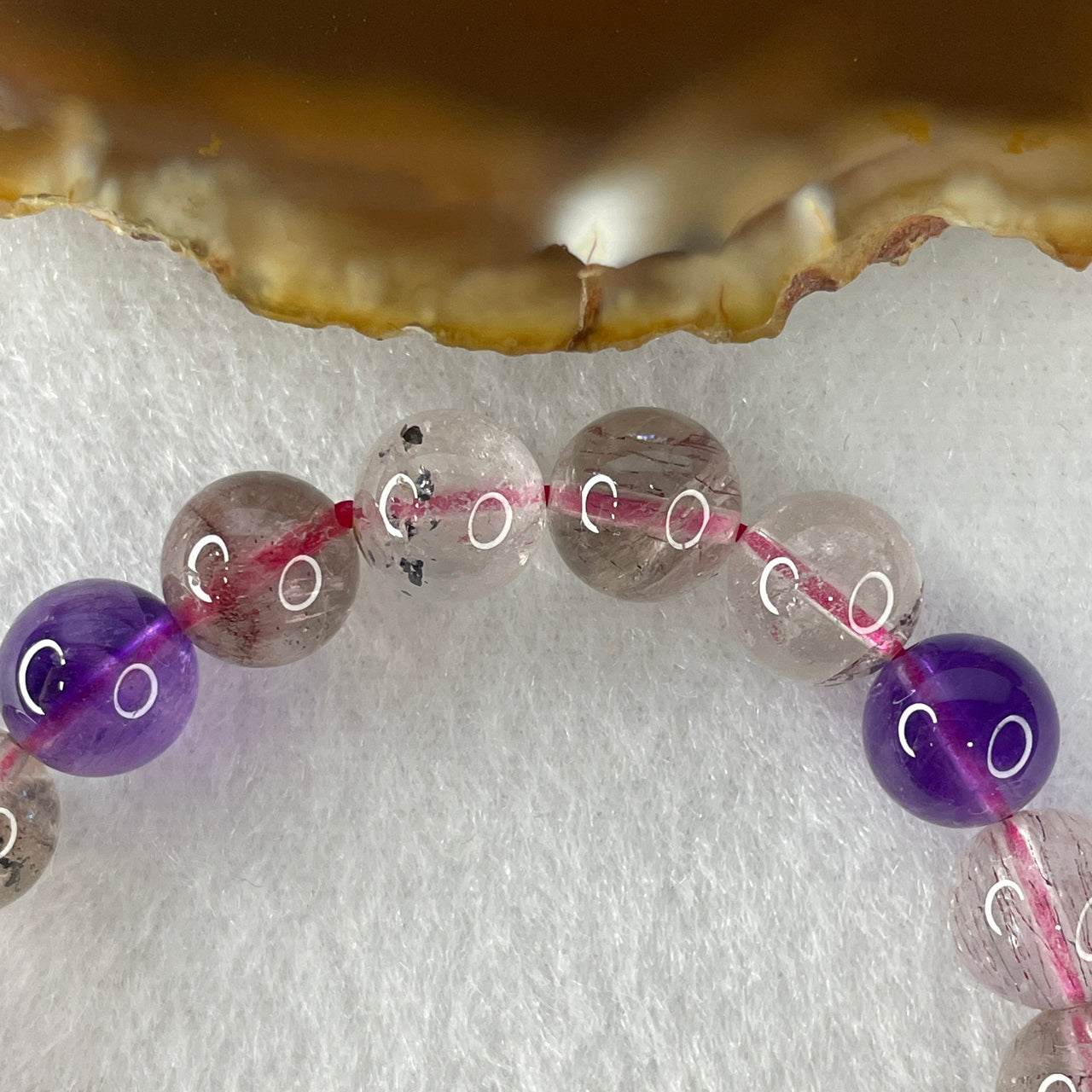 Certified Above-Average Grade Natural Super 7 Crystal Beads Bracelet | Fluid High-Clarity Showcase Strand | Authentic Sacred Seven Multi-Mineral Inclusions Quartz Spiritual Catalyst & Auric Shield Bracelet (19.71g | 15.5cm Length | 8.7mm | 22 Beads)