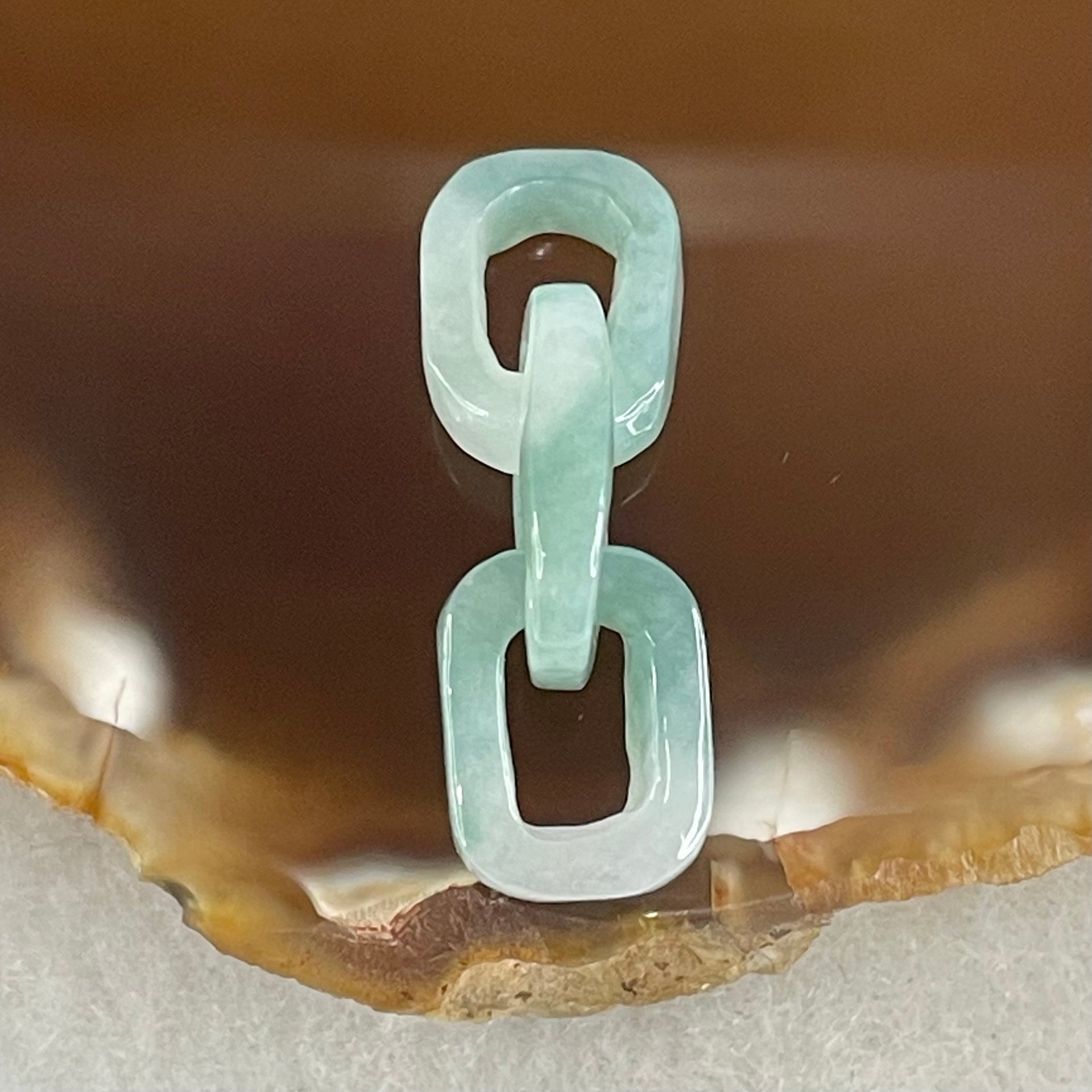 Type A Blueish Green with Faint White Jadeite Rolo Link Chain for Setting 2.57g 14.7 by 10.2 by 2.9mm - Huangs Jadeite and Jewelry Pte Ltd