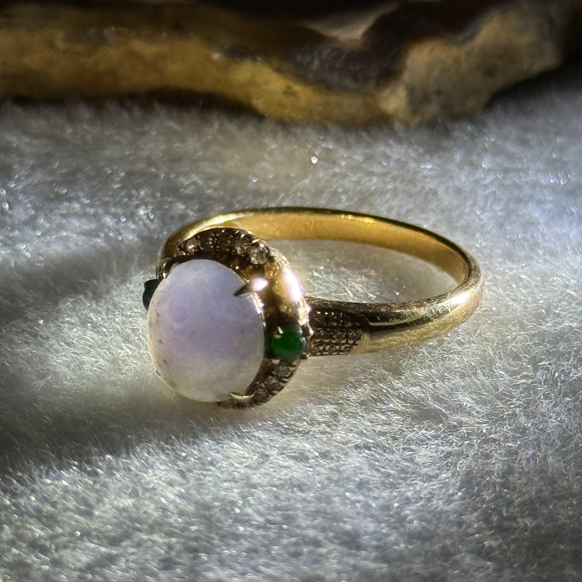 Certified Rare Type A Deep Intense Lavender Jade Jadeite  8.4 by 7.5 by 8.2mm with Diamonds and Jadeite 18K Rose Gold Ring HK14 US6.5 Inner Diameter 17.2mm 3.30g - Huangs Jadeite and Jewelry Pte Ltd