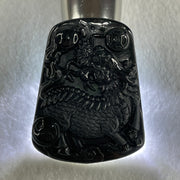 Type A Opaque to Partial Translucent Black Omphacite Jadeite Kirin Qilin Pendant 30.64g 55.7 by 43.5 by 8.5mm - Huangs Jadeite and Jewelry Pte Ltd
