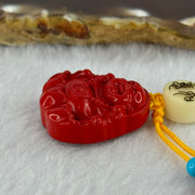 Natural Red Cinnabar Milo Buddha Pendent 15.90g 25.6 by 21.5 by 10.3mm - Huangs Jadeite and Jewelry Pte Ltd