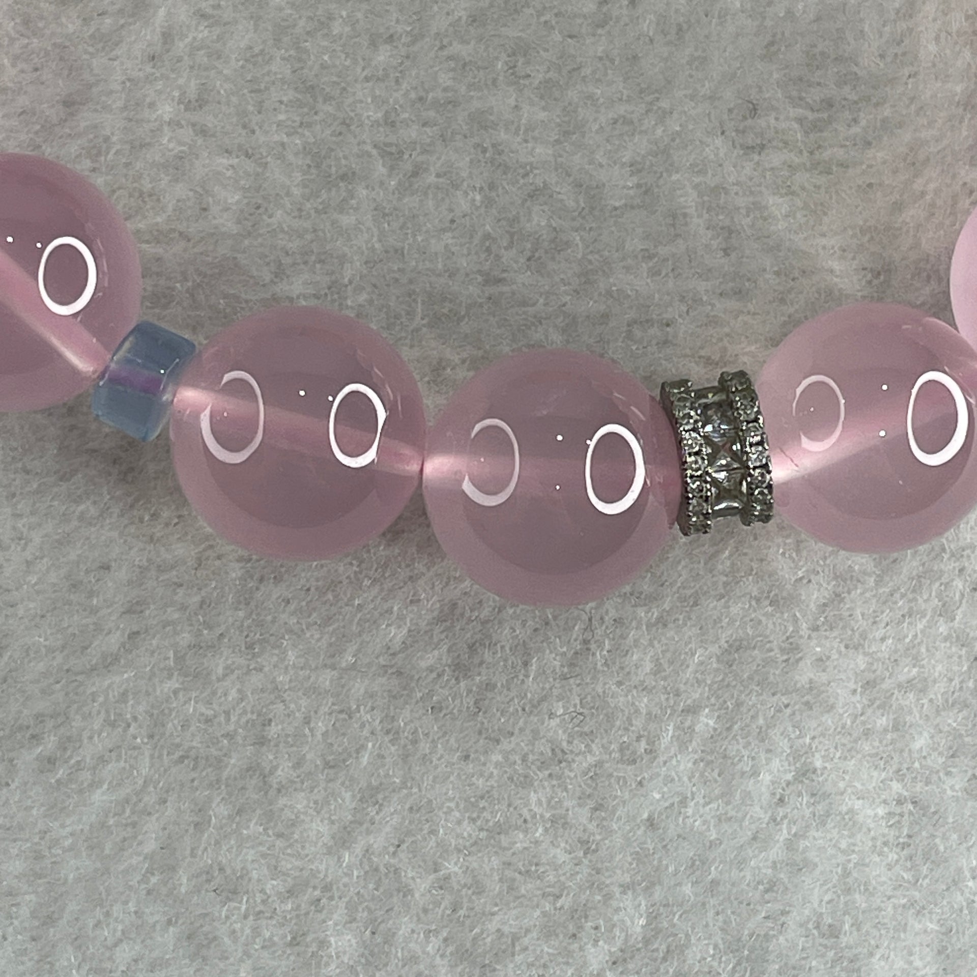 Natural Rose Quartz Beads with Amber Fortune Cat Charm Bracelet 56.85g 16.5cm 24.3 by 17.9 by 16.7mm Cat - 14.2mm 13 Beads - Huangs Jadeite and Jewelry Pte Ltd