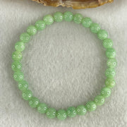 Type A Intense Bright Apple Green Jadeite Beads Bracelet 11.50g 15cm 6.1mm 30 Beads - Huangs Jadeite and Jewelry Pte Ltd