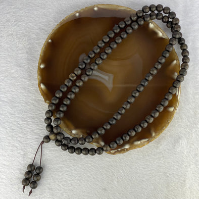 Natural Old Wild Malaysia Agarwood Oval Beads Necklace (Sinking Type) 天然老野生马来西亚沉香手链 38.74g 84cm 8.3mm 108+6 Beads - Huangs Jadeite and Jewelry Pte Ltd