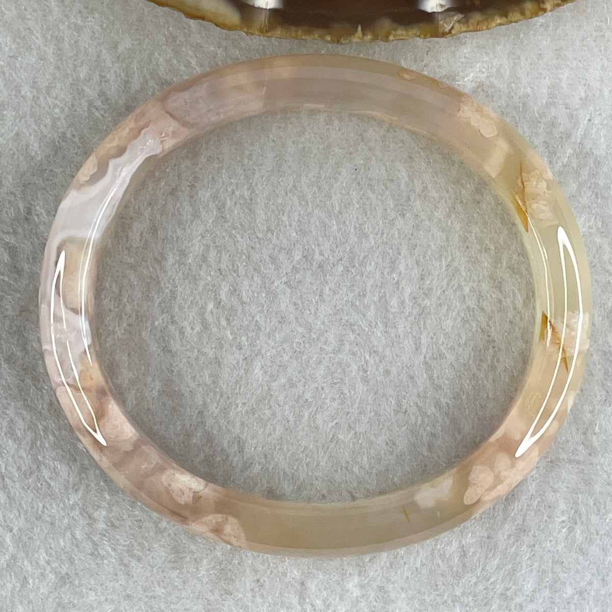 Natural Pink Flower Agate Oval Bangle Set 82.68g Inner Diameter 55.7mm 10.3 by 6.8mm (Very Very Slight External Rough) - Huangs Jadeite and Jewelry Pte Ltd
