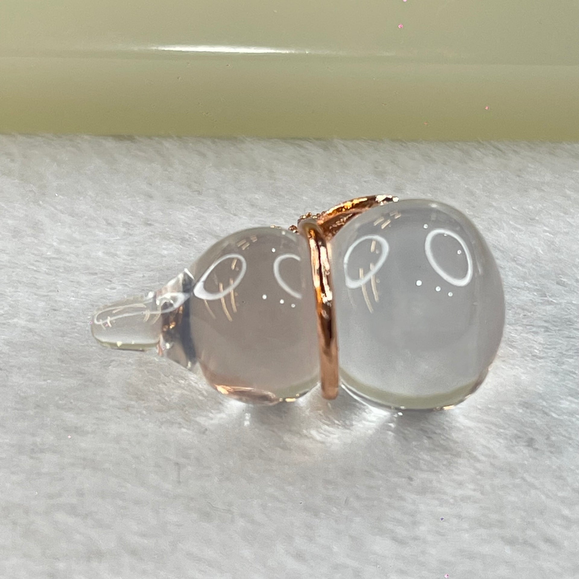 Natural Clear Quartz in Gold Color Hulu Charm Pendant 5.08g 24.16 by 12.8mm - Huangs Jadeite and Jewelry Pte Ltd