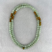 Type A Light Apple Green and Yellow Jadeite Beads Necklace 38.75g 64cm 5.8mm 122 Beads - Huangs Jadeite and Jewelry Pte Ltd