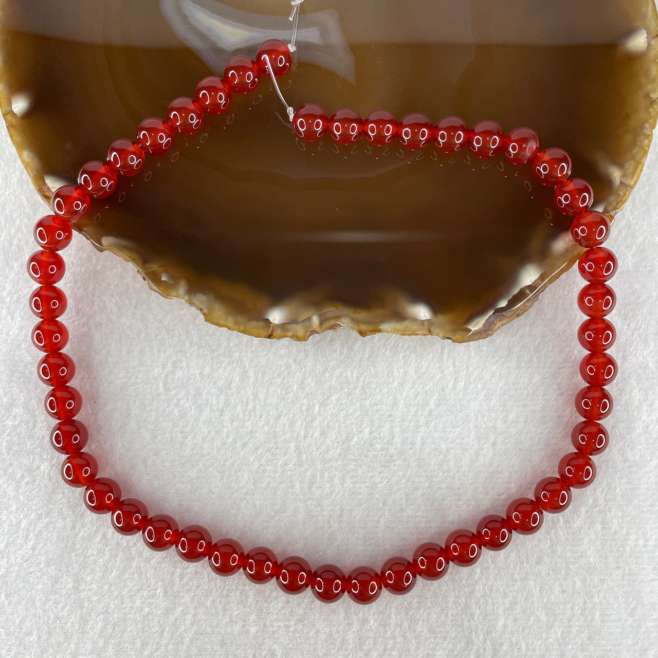 Certified Natural Red Agate Chalcedony Beads Loose Beads for Bracelet 34.36g 37cm 8.2mm 48 Beads