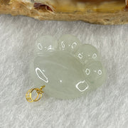 Natural Type A Light Green Jadeite Paw Pendant in 18K Yellow Gold Clasp 2.26g 17.9 by 14.2 by 4.6mm - Huangs Jadeite and Jewelry Pte Ltd