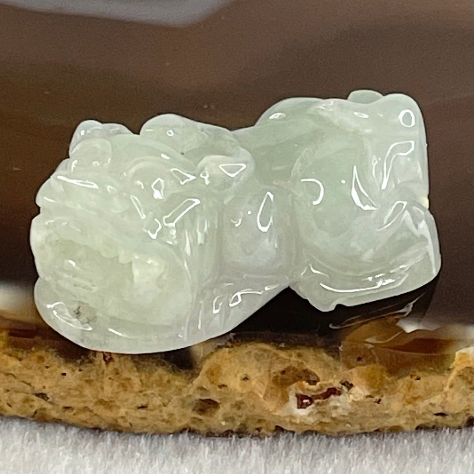 Type A Light Green Faint Lavender Jadeite Pixiu Charm 15.15g 31.1 by 18.7 by 14.1mm - Huangs Jadeite and Jewelry Pte Ltd