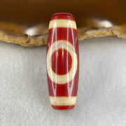 Natural Powerful Tibetan Old Oily Red White Agate One Eye Earth Element Dzi Bead Heavenly Master (Tian Zhu) 一眼土元素天珠 10.27g 37.8 by 13.2mm - Huangs Jadeite and Jewelry Pte Ltd