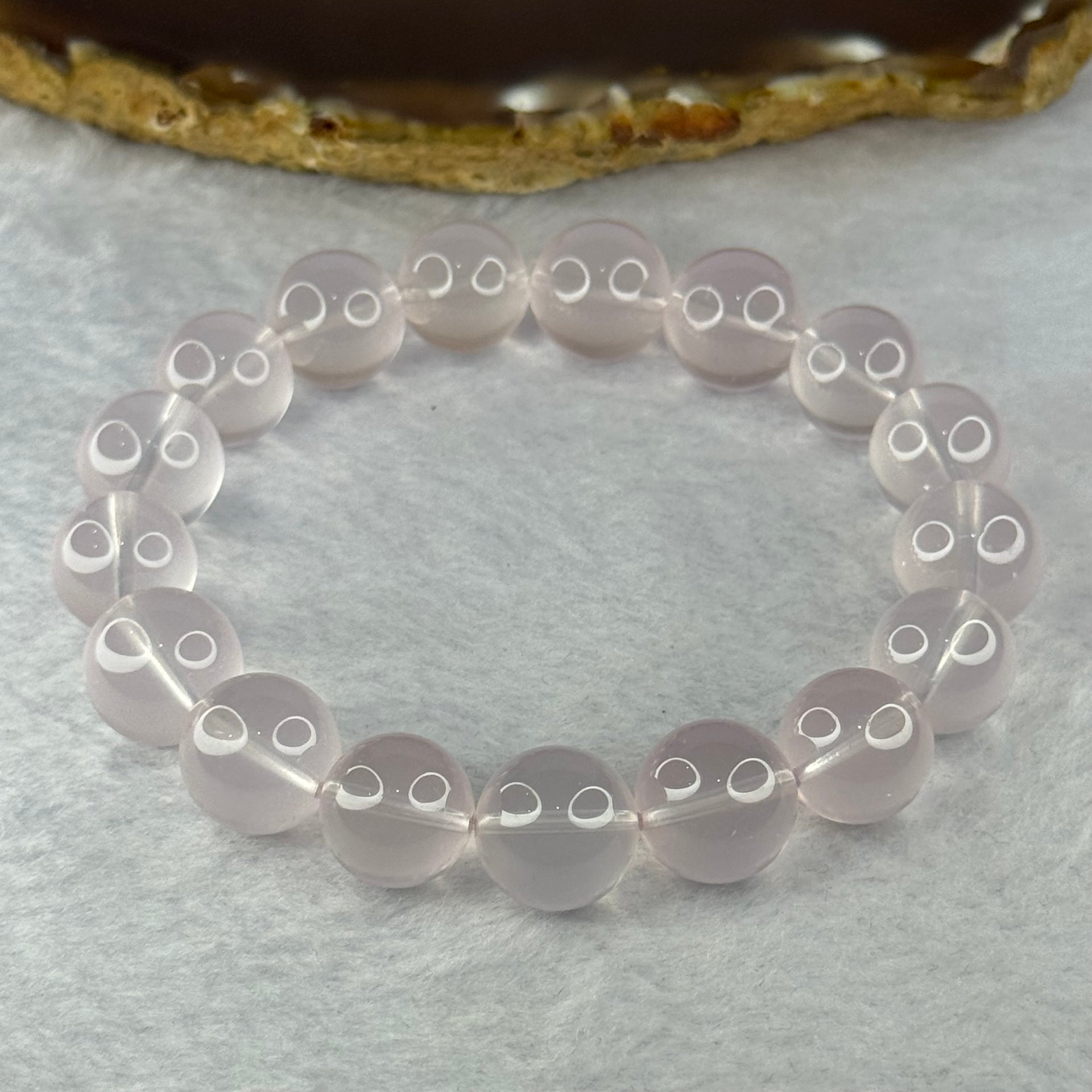 Natural Rose Quartz Beads Bracelet 天然玫瑰石英珠手链 44.80g 18cm 12.8mm 17 Beads - Huangs Jadeite and Jewelry Pte Ltd