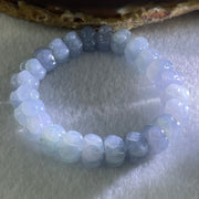High Grade Type A Full Intense Blueish Lavender Jadeite Lotus Flower Beads Bracelet 33.91g 14cm 10.7mm 24pcs - Huangs Jadeite and Jewelry Pte Ltd