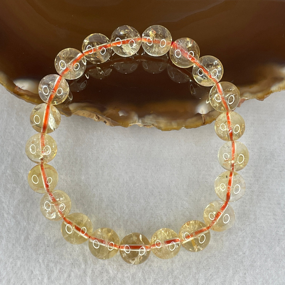 Certified Average Grade Natural Yellow Citrine Crystal Beads Bracelet | 9.9mm Golden Merchant's (27.06g | 17cm Wrist Sizing | 21 Beads)