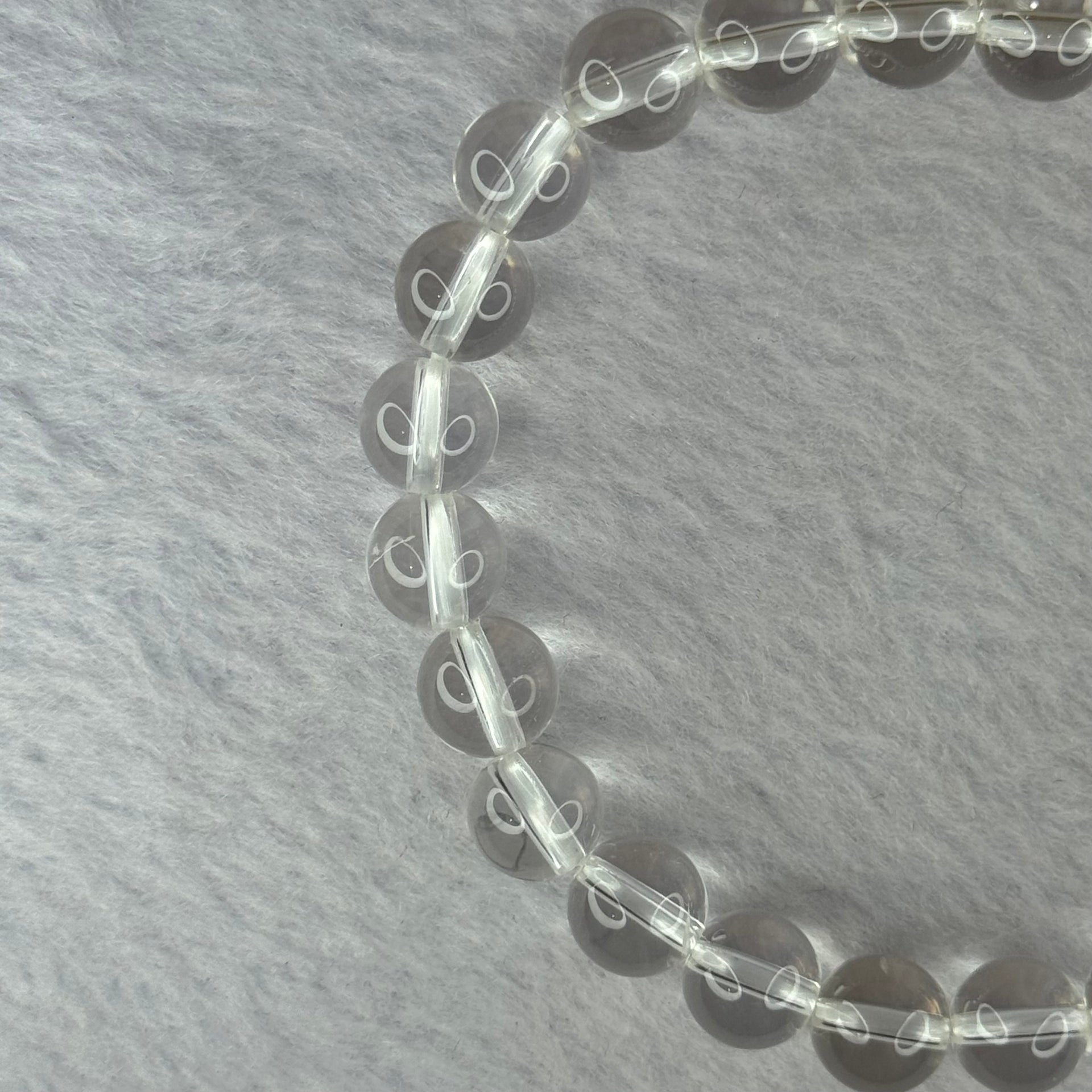 Natural Clear Quartz Bracelet 天然白水晶手链 18.59g 16.5cm 8.4mm 24 Beads - Huangs Jadeite and Jewelry Pte Ltd