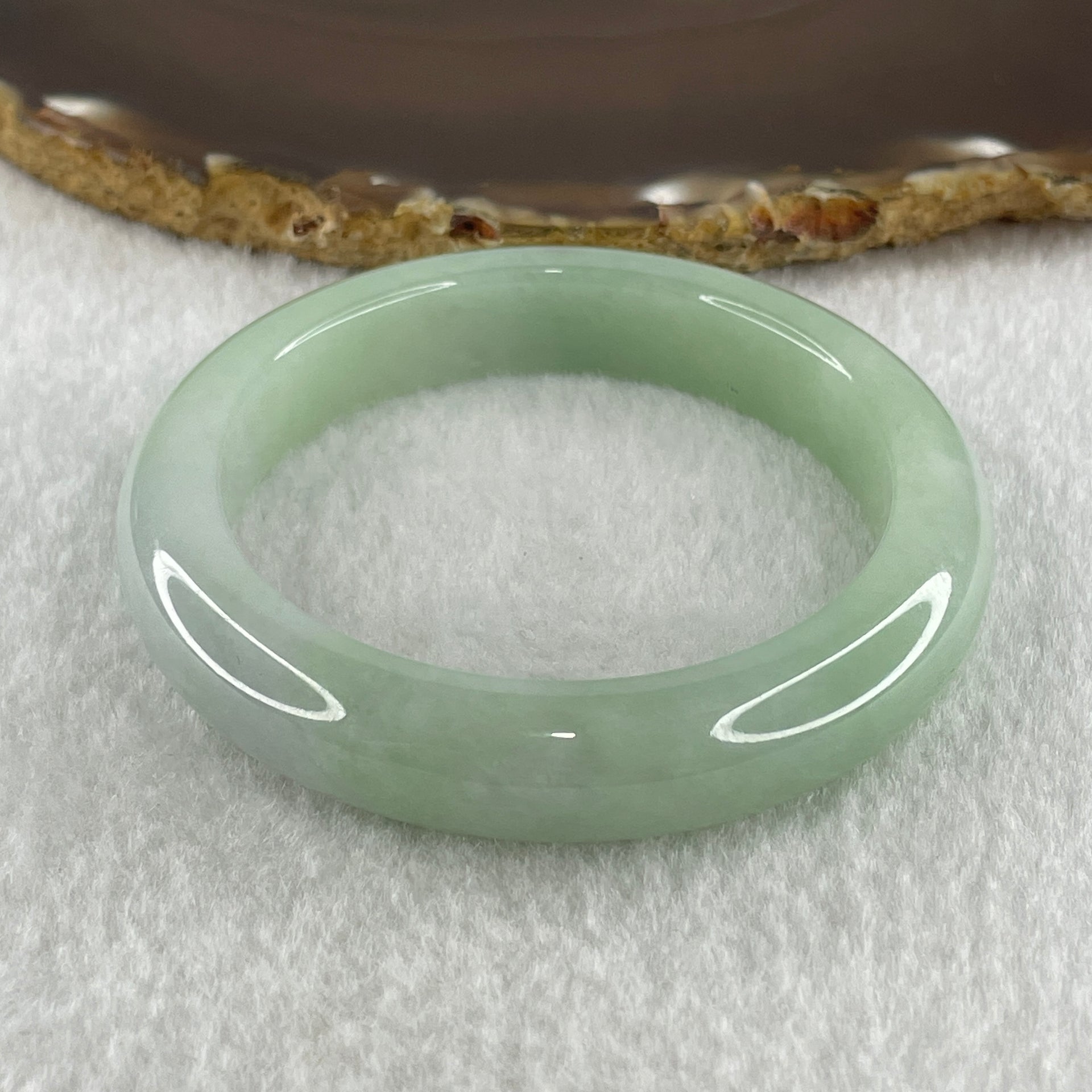 Type A Natural Light Green with Lavender Jadeite Bangle 52.26g Inner Diameter 52.9mm 11.5 by 8.8mm (Slight Internal Lines) - Huangs Jadeite and Jewelry Pte Ltd
