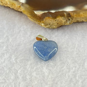 Natural Blue Aventurine Mini Heart Pendant with Sliver Clasps 0.93g 11.9 by 12.0 by 4.5mm - Huangs Jadeite and Jewelry Pte Ltd