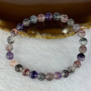 Very Good Grade Natural Transparent Bright Super 7 Beads Bracelet 非常好的等级天然透明深彩色超级七珠手链 10.84g 15cm 6.8mm 27 Beads - Huangs Jadeite and Jewelry Pte Ltd