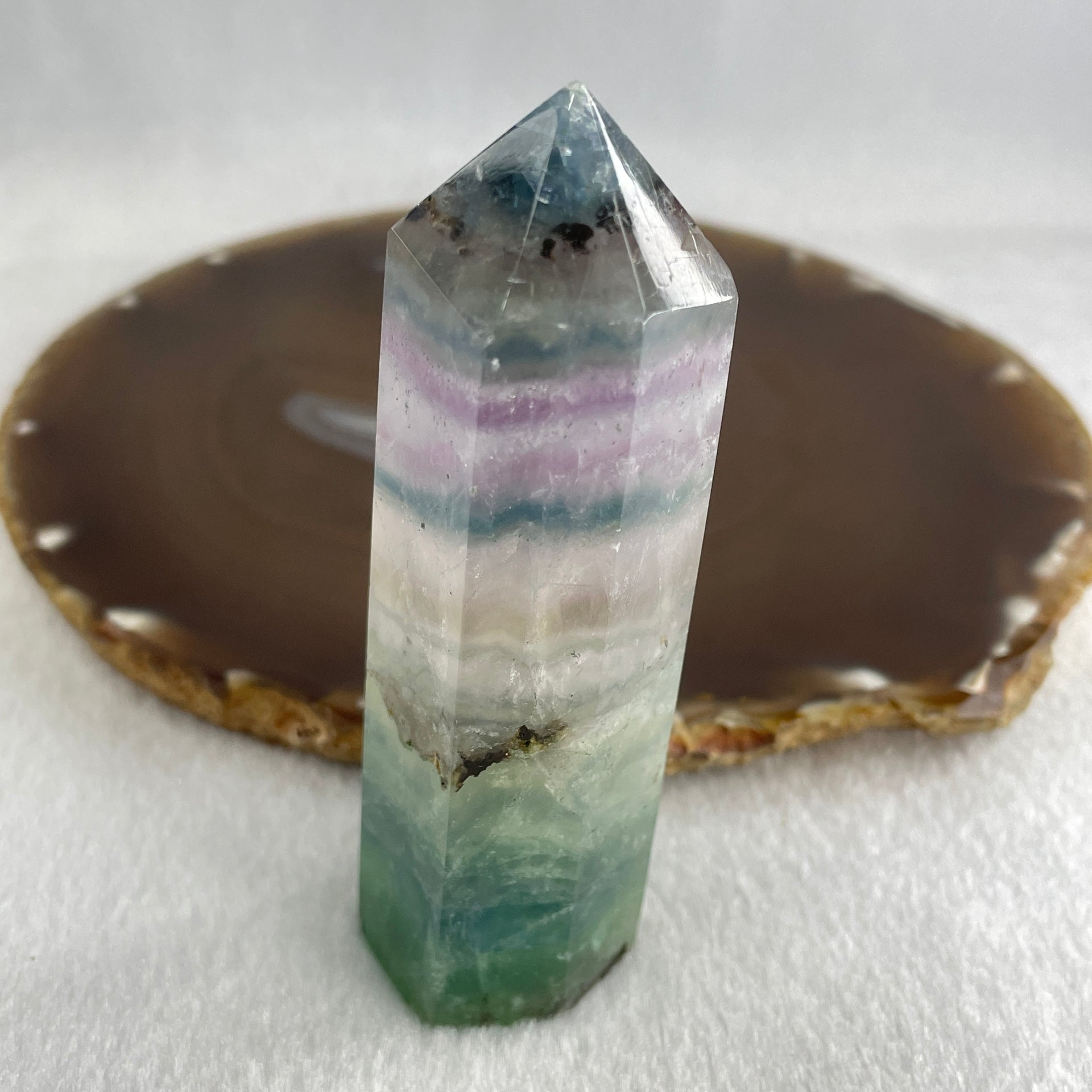 Natural Green and Purple Fluorite Quartz Tower Display 109.09g 91.6 by 31.1 by 26.0mm - Huangs Jadeite and Jewelry Pte Ltd