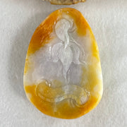 Type A Yellow with Faint Lavender Green Jadeite Guan Gong with Double Dragons 116.28g 75.0 by 54.0 by 16.8mm (Burned) - Huangs Jadeite and Jewelry Pte Ltd