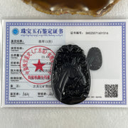 Type A Opaque to Partial Translucent Black Omphacite Jadeite Horse Pendant 23.64g 60.1 by 40.1 by 8.4mm - Huangs Jadeite and Jewelry Pte Ltd