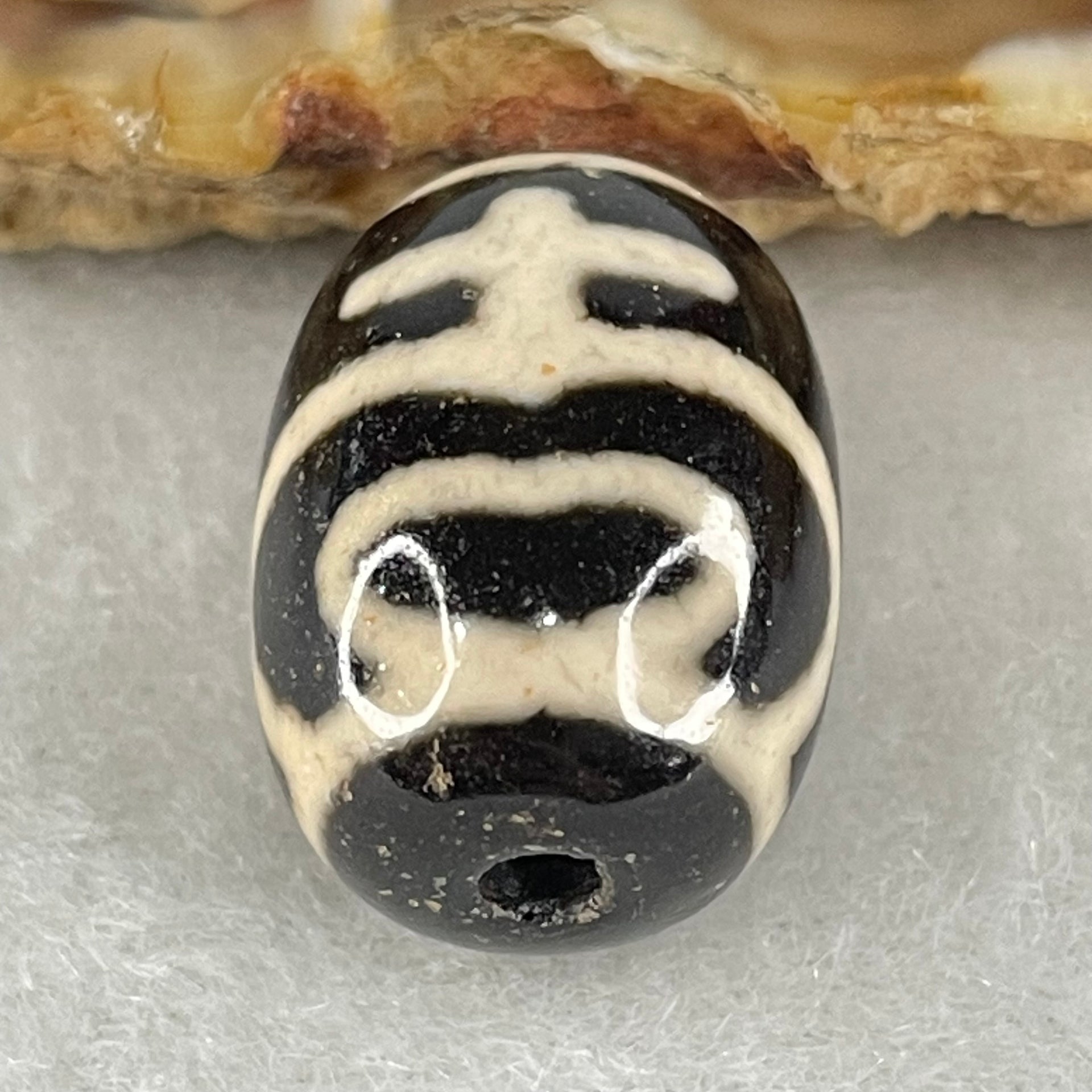 Natural Powerful Tibetan Old Oily Agate Double Nectar Vessel Dzi Bead Heavenly Master (Tian Zhu) 花蜜容器眼天珠 4.80g 18.2 by 13.2mm - Huangs Jadeite and Jewelry Pte Ltd