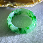 Type A Light Green with Spicy Green Piao Hua Jadeite Ring 5.42g 7.6 by 4.0mm US8.9 HK19.9 (Close to Perfect) - Huangs Jadeite and Jewelry Pte Ltd