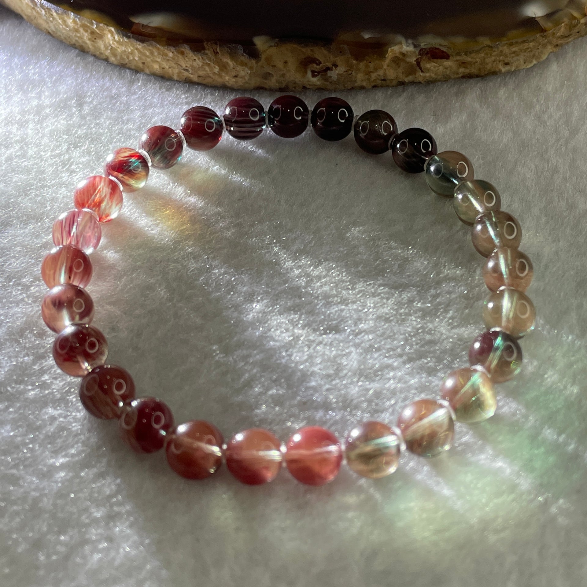 Red Unknown Stone Beads Bracelet 11.16g 15.5cm 6.6mm 27Beads - Huangs Jadeite and Jewelry Pte Ltd