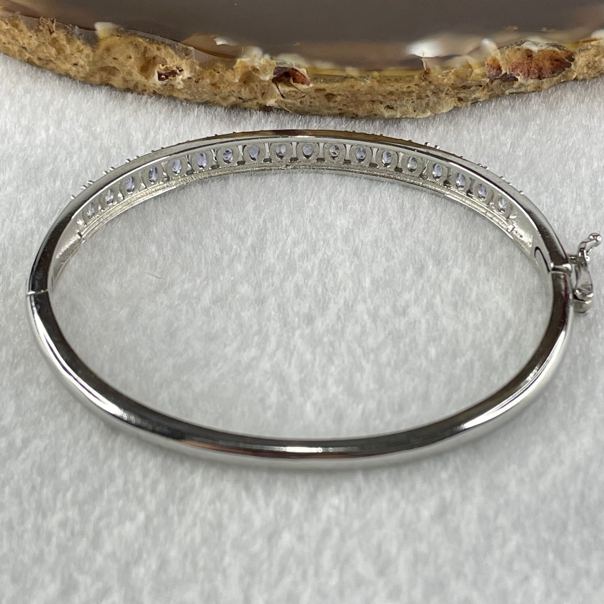 Natural Blue Topaz With Crystals in S925 Sliver Bracelet 12.96g 6.1 by 3.3mm - Huangs Jadeite and Jewelry Pte Ltd