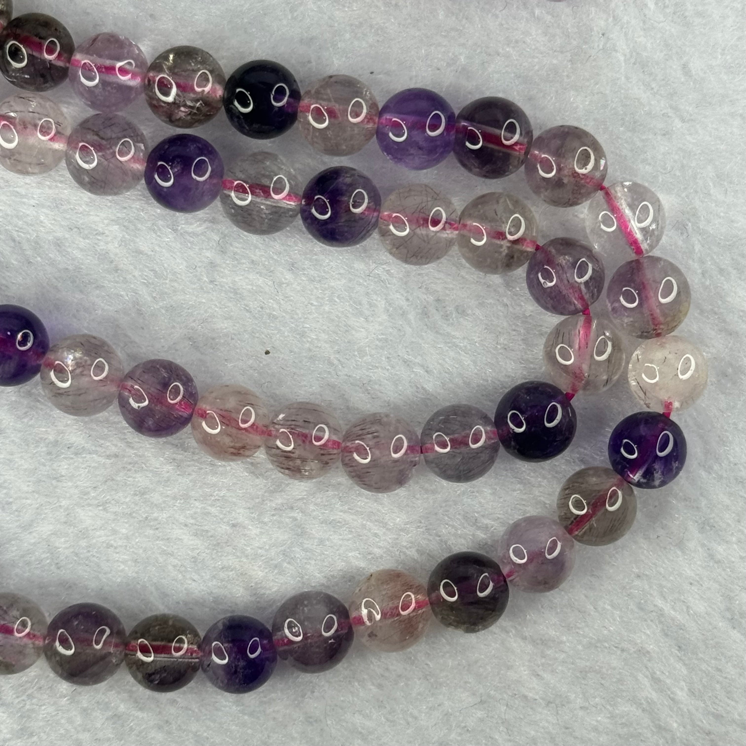 Average Grade Natural Super 7 Crystal Beads Necklace 天然超级七水晶珠项链 39.66g ...