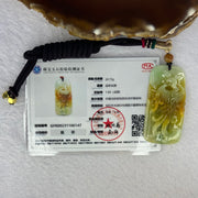 Type A Yellow and Light Green Jadeite Phoenix Pendent 20.73g 50.8 by 24.6 by 7.7mm - Huangs Jadeite and Jewelry Pte Ltd