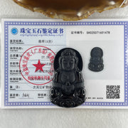 Type A Opaque to Partial Translucent Black Omphacite Jadeite Guan Yin on Dragon Pendant 36.54g 66.7 by 43.5 by 8.0mm - Huangs Jadeite and Jewelry Pte Ltd