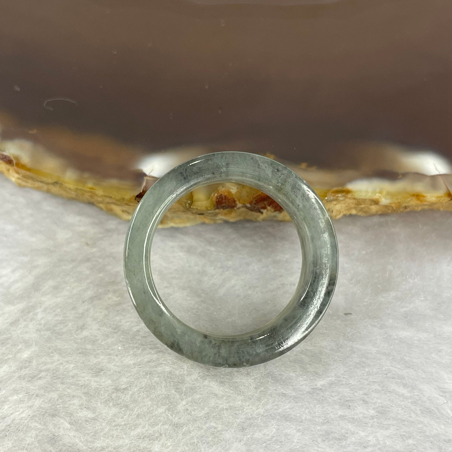 Type A Semi Icy Grey Wuiji Jadeite Ring 4.74g 7.2 by 3.2mm US 7.5/ HK 16.5 (Close to Perfect) - Huangs Jadeite and Jewelry Pte Ltd