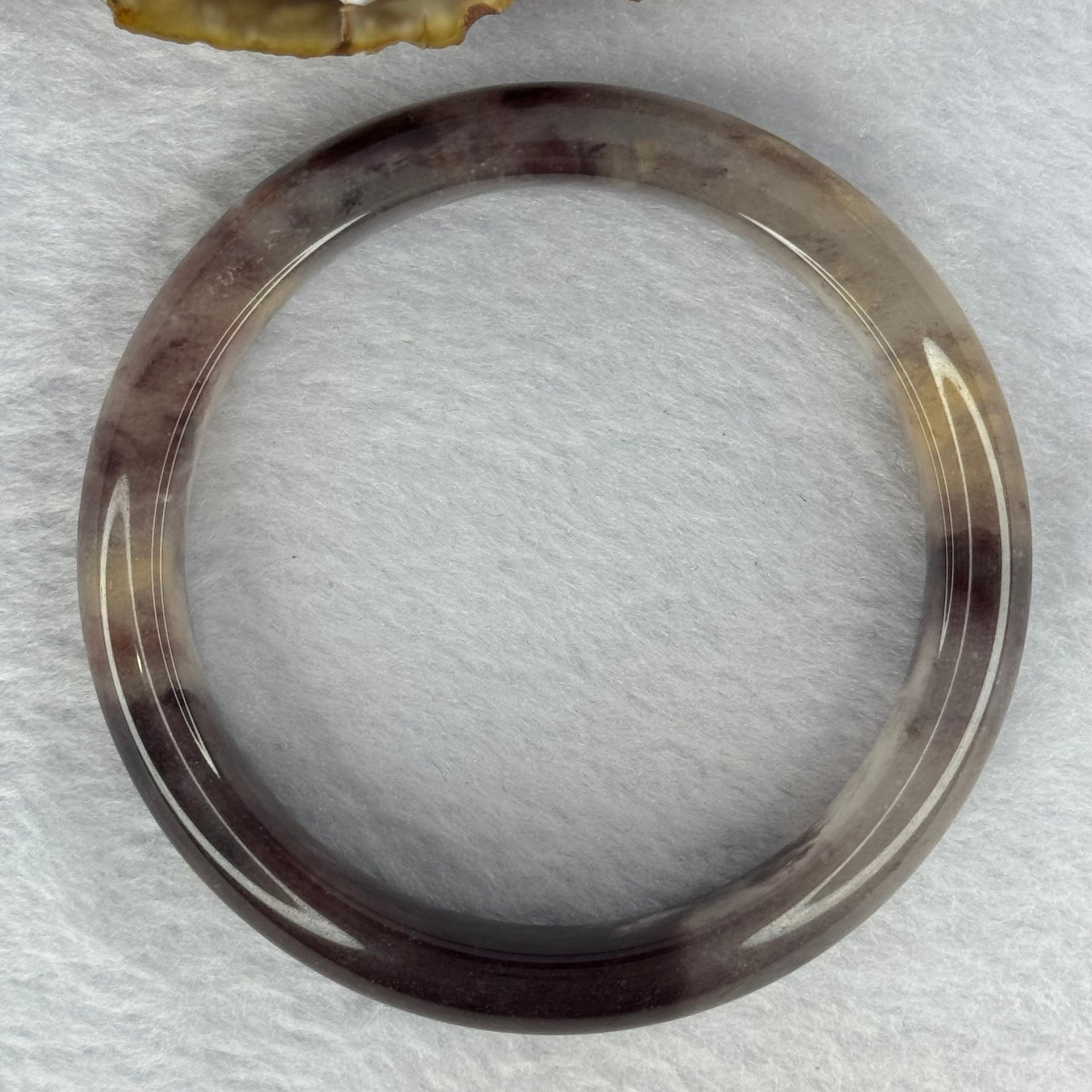 Transparent Quartzite Jade Dark Purple with Purple and Yellow Patches Bangle 天山玉手镯 Internal Diameter 54.8mm 40.68g 12.4 by 7.8mm - Huangs Jadeite and Jewelry Pte Ltd