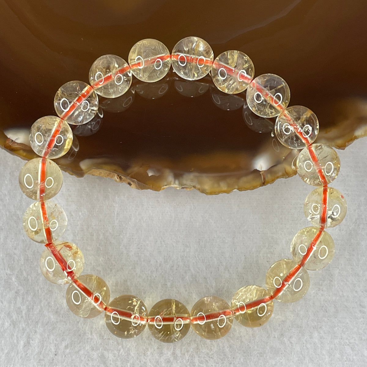 Certified Average Grade Natural Yellow Citrine Crystal Beads Bracelet | 10.2mm Golden Merchant's (28.87g | 16.5cm Wrist Sizing | 20 Beads)