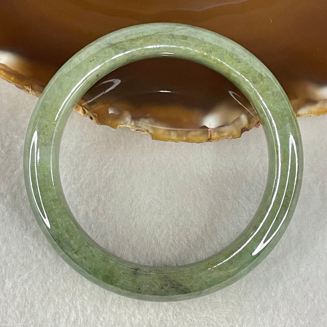 Type A Green with Brown Patches Jadeite Bangle 56.88g Inner Diameter 54.2mm 12.1 by 9.5mm (External and Internal Lines) - Huangs Jadeite and Jewelry Pte Ltd