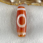 Natural Powerful Tibetan Old Oily Red White Agate One Eye Gold Metal Element Dzi Bead Heavenly Master (Tian Zhu) 一眼金天珠 9.71g 37.8 by 12.9mm - Huangs Jadeite and Jewelry Pte Ltd