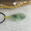 18K Yellow Gold Semi ICY Type A Green Piao Hua Jadeite Gold Fish 年年有鱼 with String Necklace 2.17g 29.0 by 11.1 by 3.4mm - Huangs Jadeite and Jewelry Pte Ltd