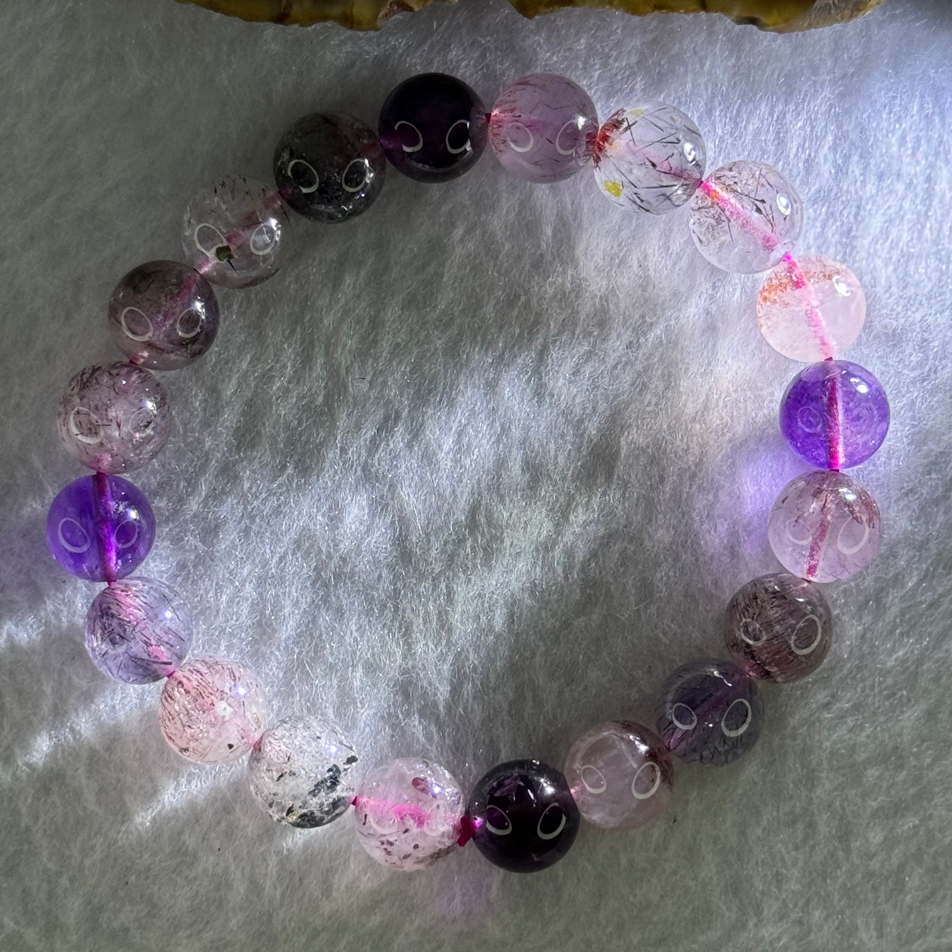 Natural Super 7 Beads Bracelet 25.69g 16.5cm 10.0mm 20 Beads - Huangs Jadeite and Jewelry Pte Ltd