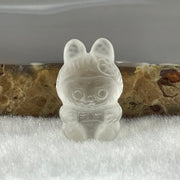 Natural Matt Clear Quartz Labubu Charm Display 3.15g 8.8 by 12.3 by 10.1mm - Huangs Jadeite and Jewelry Pte Ltd