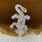 Natural Round Brilliant Cut Shape Diamonds with Natural Ruby Eyes in 18K White Gold Lizard Pendant R0.04 with Melees D1.37ct Total 7.4g 35.1 by 19.5 by 11.4mm - Huangs Jadeite and Jewelry Pte Ltd