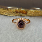 Good Grade Natural Auralite 23 in S925 Silver Rose Gold Color Ring (Adjustable Ring) 2.01g 8.0 by 4.5mm - Huangs Jadeite and Jewelry Pte Ltd