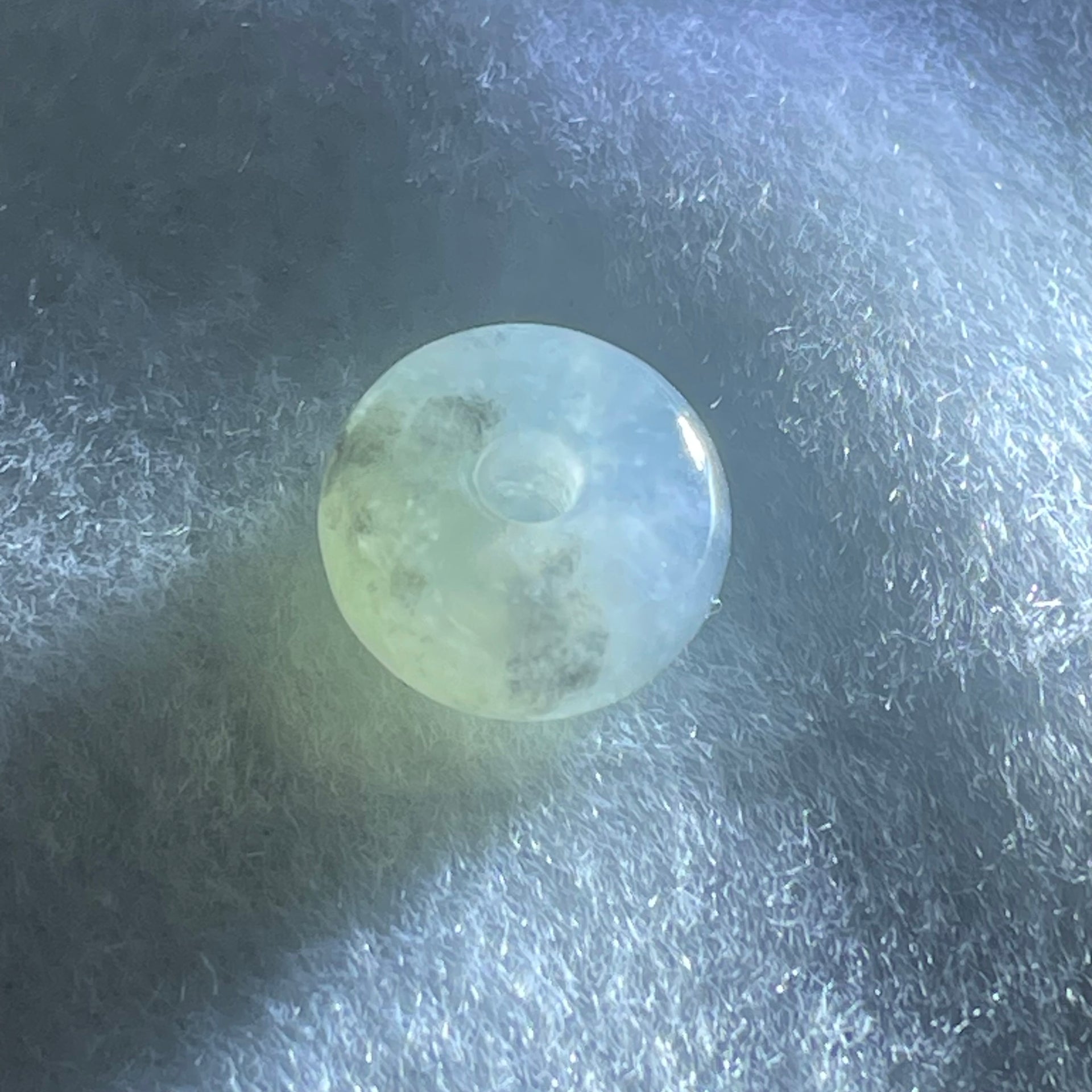 Type A Semi Icy Light Green With Wuji Grey Piao Hua Jadeite Ping An Kou Charm/Pendant 2.41g 13.0 by 7.0mm - Huangs Jadeite and Jewelry Pte Ltd