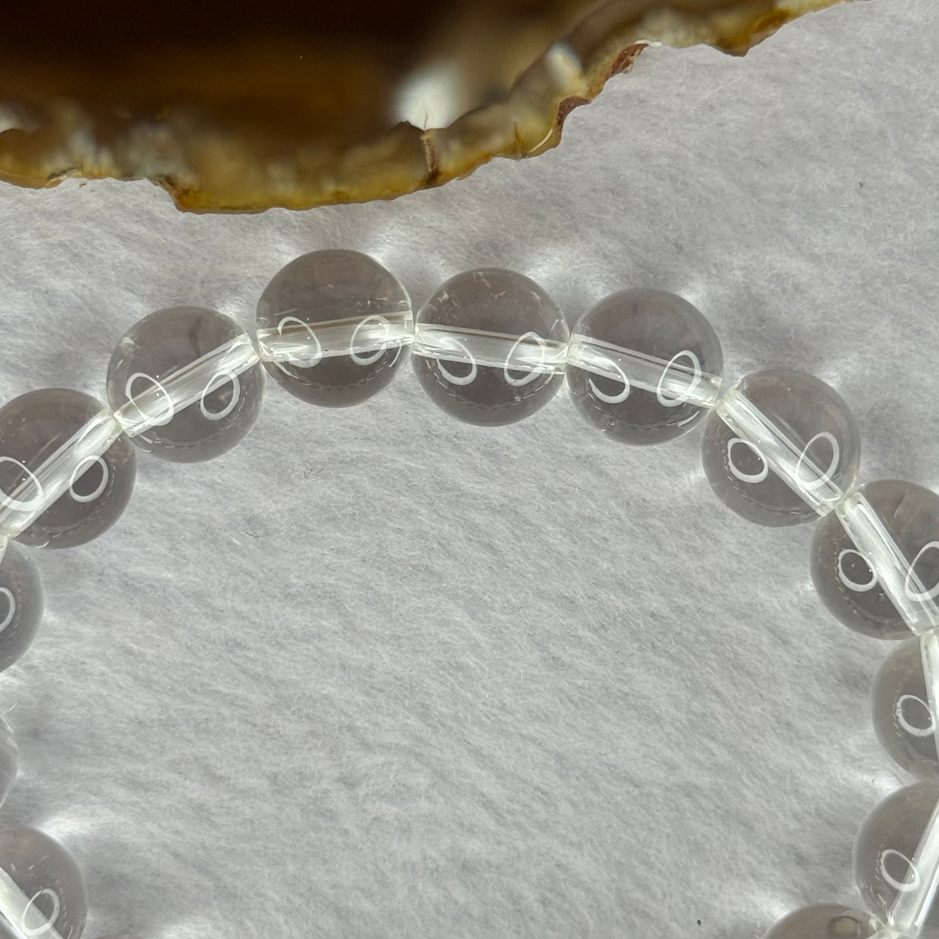 Natural Clear Quartz Bracelet 天然白水晶手链 28.91g 16cm 10.6mm 18 Beads - Huangs Jadeite and Jewelry Pte Ltd