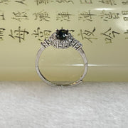 Blue Green Cubic Zirconia with Crystals in Sliver Ring (Adjustable Size) 1.34g by 6.0 by 4.6 by 3.2mm - Huangs Jadeite and Jewelry Pte Ltd