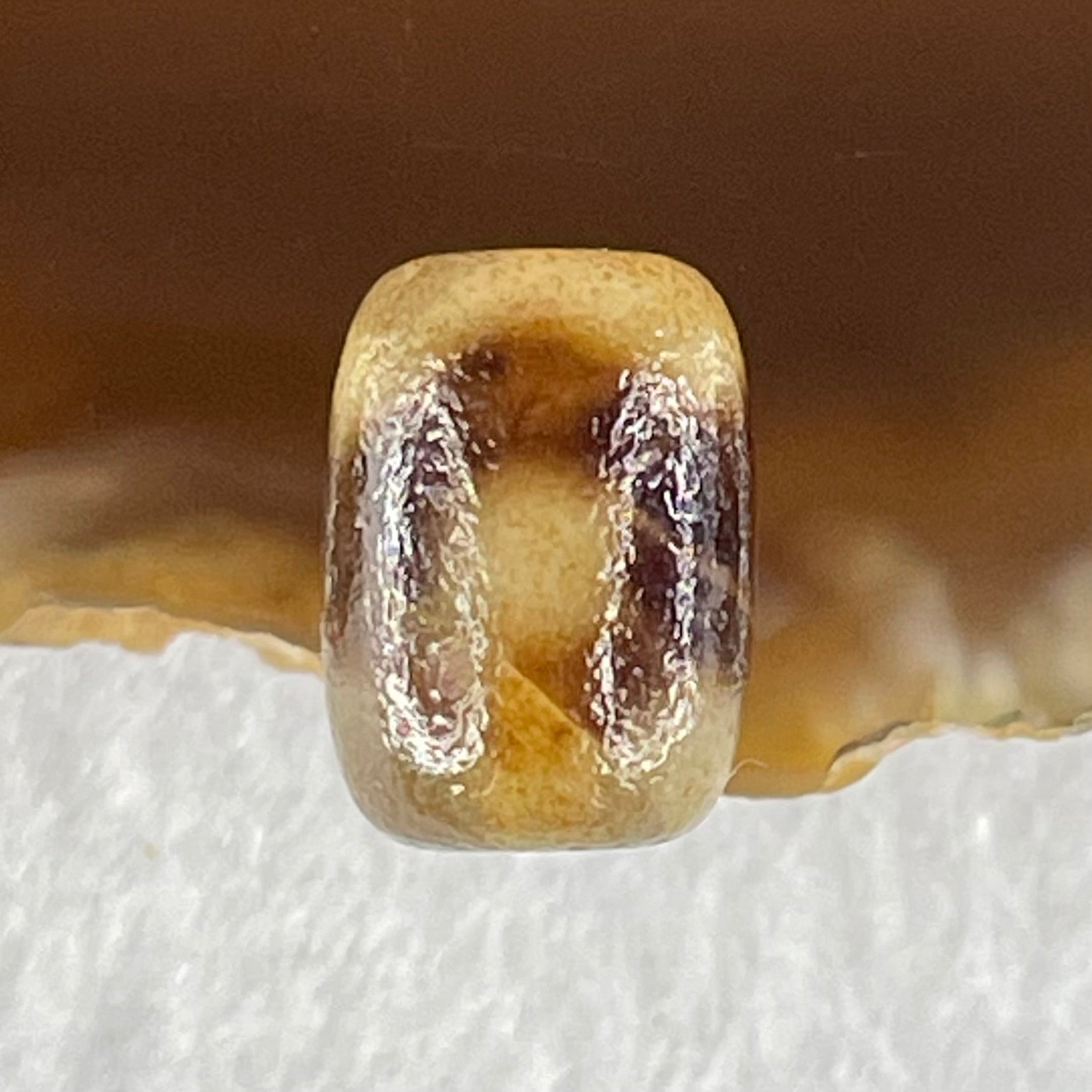 Natural Powerful Tibetan Old Oily Agate 3 Eyes Dzi Bead Heavenly Master (Tian Zhu) 三眼天诛 1.52g 12.0 by 8.7mm - Huangs Jadeite and Jewelry Pte Ltd