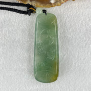 Grandmaster Type A Icy Blueish Green Jadeite Fu Gou on Dragon Pendant 30.95g 68 by 25 by 9.3mm - Huangs Jadeite and Jewelry Pte Ltd